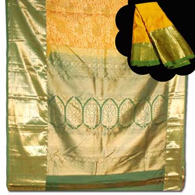 "Kalaneta Mustard Kanchi fancy silk saree NSHH-18 (with Blouse) - Click here to View more details about this Product